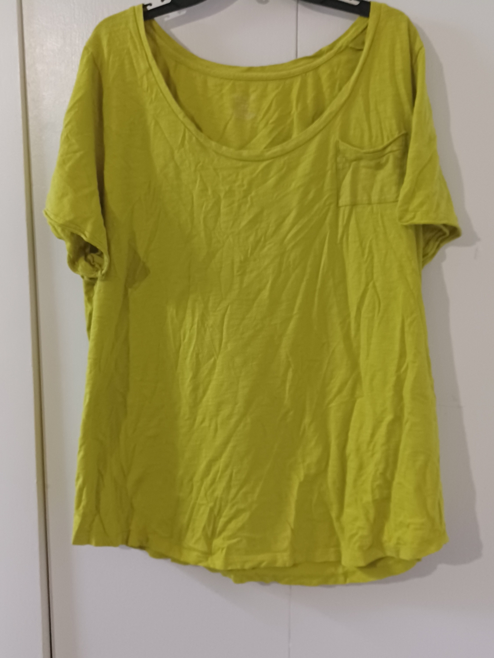 Lane Bryant Lime Green Scoop Neck Pocket Tee